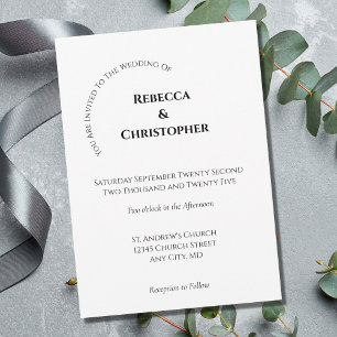 Minimalistisch eenvoudig wit, modern huwelijk kaart