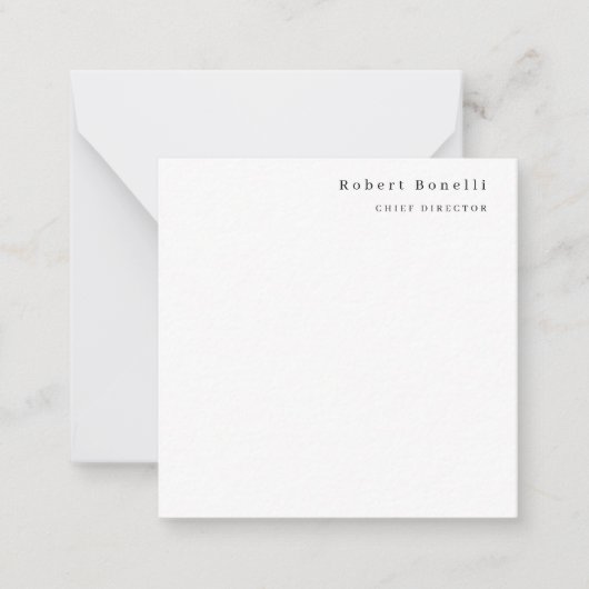 Minimalistisch Eenvoudig Wit Modern Notitiekaartje (Voorkant)