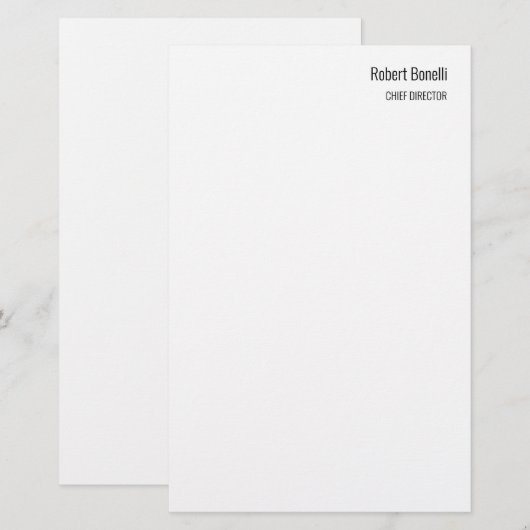 Minimalistisch Eenvoudig Wit Modern Standaardforma Briefpapier (Voorkant / Achterkant)