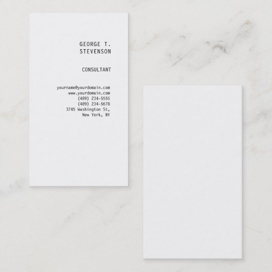 Minimalistisch eenvoudig wit, schoon visitekaartje (Voorkant / Achterkant)