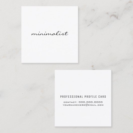 Minimalistisch Eenvoudig Wit Vierkante Visitekaartje (Voorkant / Achterkant)