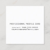 Minimalistisch Eenvoudig Wit Vierkante Visitekaartje (Achterkant)