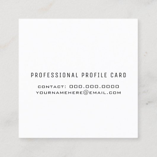 Minimalistisch Eenvoudig Wit Vierkante Visitekaartje (Achterkant)
