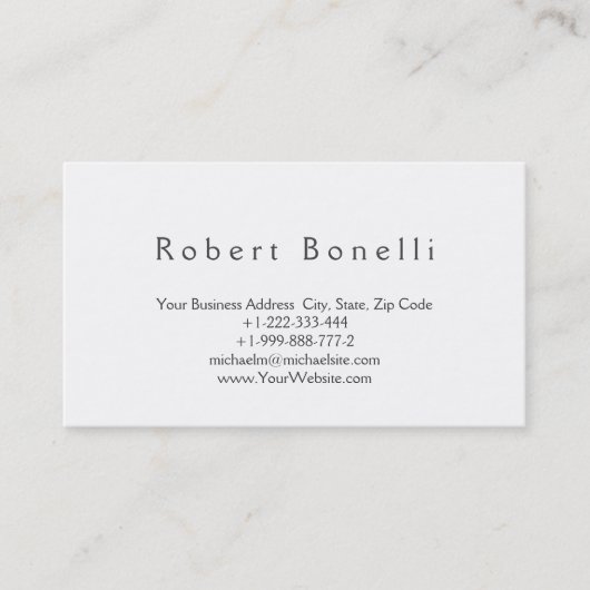 Minimalistisch eenvoudig witconsultant Visitekaart Visitekaartje (Voorkant)