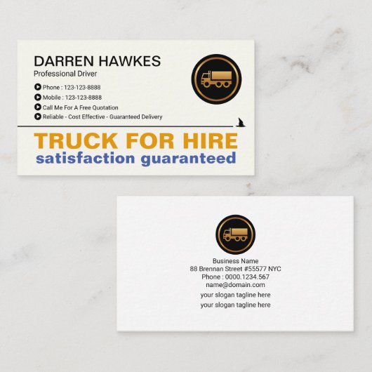 Minimalistisch eenvoudig wittransport visitekaartje (Voorkant / Achterkant)