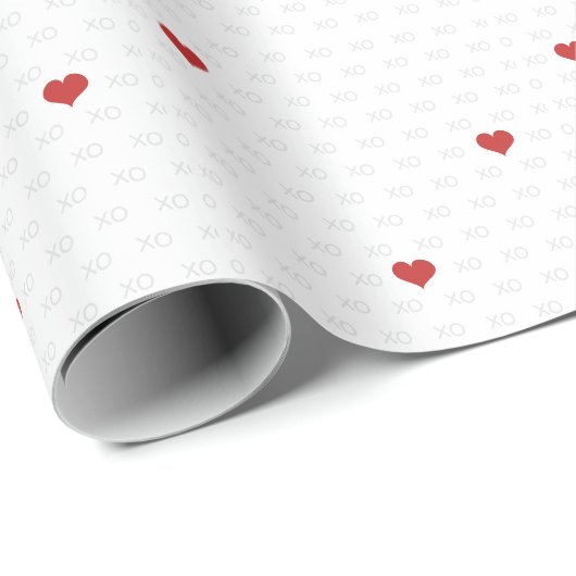 Minimalistisch Eenvoudig XO XO Rode Hart Valentijn Cadeaupapier (Rol Hoek)