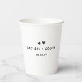 Minimalistisch eenvoudig zwart en wit huwelijk papieren bekers (Achterkant)