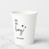 Minimalistisch eenvoudig zwart en wit huwelijk papieren bekers (Voorkant)