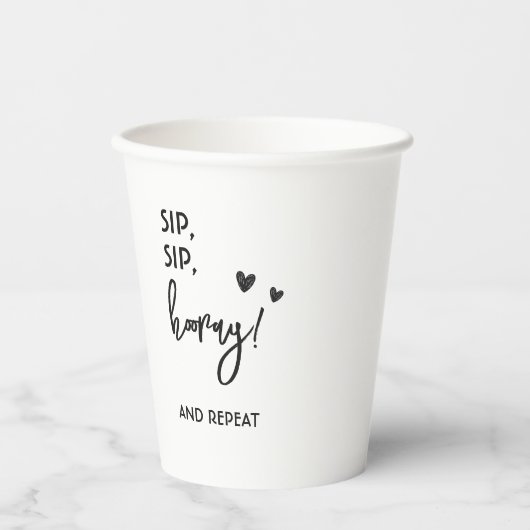 Minimalistisch eenvoudig zwart en wit huwelijk papieren bekers (Voorkant)