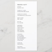 Minimalistisch eenvoudig zwart en wit modern huwel programmakaart (Achterkant)