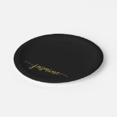 Minimalistisch eenvoudig zwart goudmonogram papieren bordje (Gekanteld)