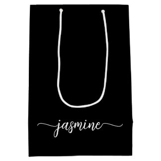 Minimalistisch Eenvoudig Zwart Monogram Meisjesach Medium Cadeauzakje