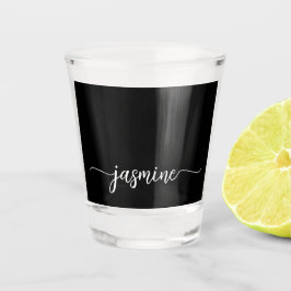 Minimalistisch Eenvoudig Zwart Monogram Meisjesach Shot Glas