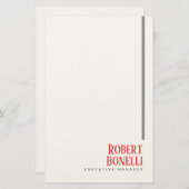 Minimalistisch Eenvoudig Zwart Rood & Wit Modern E Briefpapier (Voorkant / Achterkant)