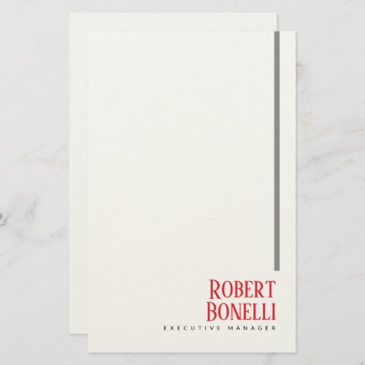 Minimalistisch Eenvoudig Zwart Rood & Wit Modern E Briefpapier (Voorkant / Achterkant)