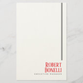 Minimalistisch Eenvoudig Zwart Rood & Wit Modern E Briefpapier (Voorkant)