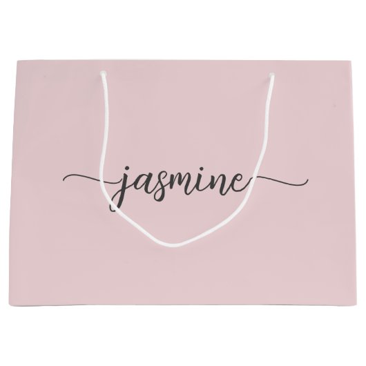 Minimalistisch eenvoudig zwart-roze monogrammeiscr groot cadeauzakje (Voorkant)
