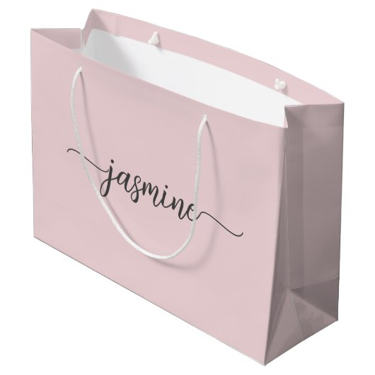 Minimalistisch eenvoudig zwart-roze monogrammeiscr groot cadeauzakje (Achterkant Gekanteld)