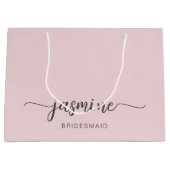 Minimalistisch eenvoudig zwart-roze monogrammeiscr groot cadeauzakje (Voorkant)