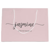 Minimalistisch eenvoudig zwart-roze monogrammeiscr groot cadeauzakje (Voorkant)