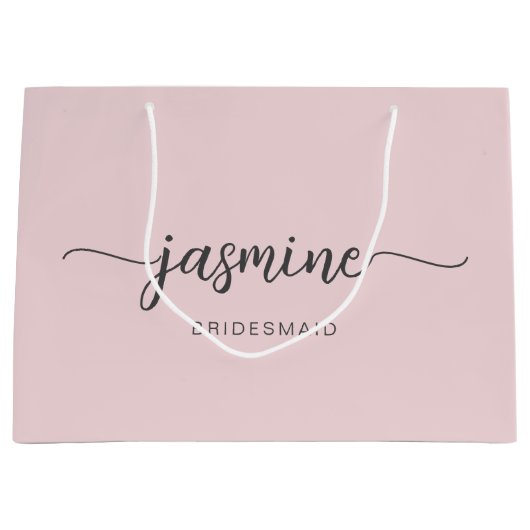 Minimalistisch eenvoudig zwart-roze monogrammeiscr groot cadeauzakje (Voorkant)