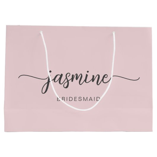 Minimalistisch eenvoudig zwart-roze monogrammeiscr groot cadeauzakje (Achterkant)