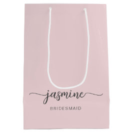 Minimalistisch eenvoudig zwart-roze monogrammeiscr medium cadeauzakje