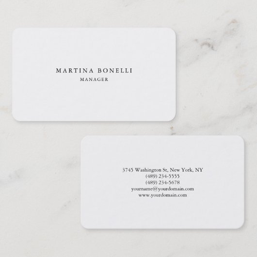 Minimalistisch eenvoudig zwart-wit beeldscherm visitekaartje (Voorkant / Achterkant)