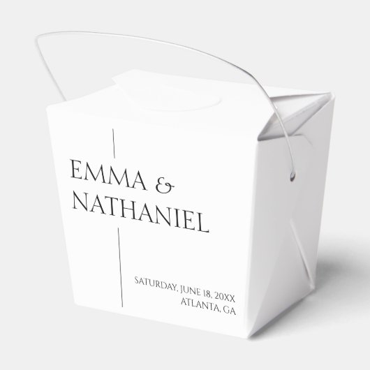 Minimalistisch eenvoudig zwart wit bruiloft bedankdoosjes (Achterkant)