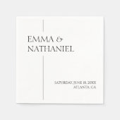 Minimalistisch eenvoudig zwart wit bruiloft servet (Voorkant)