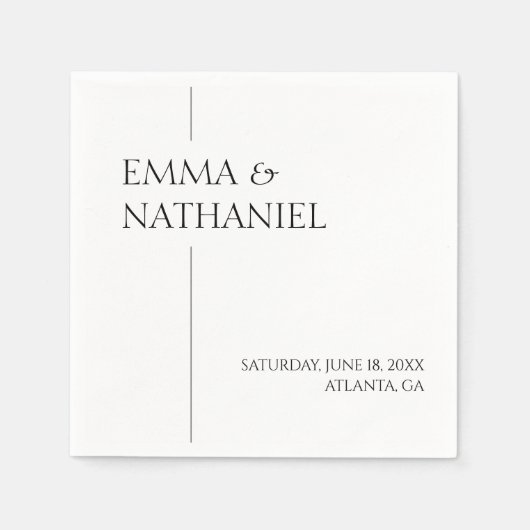 Minimalistisch eenvoudig zwart wit bruiloft servet (Voorkant)