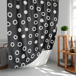 Minimalistisch eenvoudig zwart-wit bubbelpatroon douchegordijn