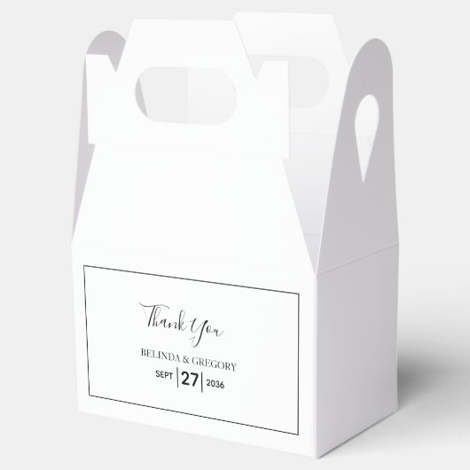 Minimalistisch eenvoudig zwart-wit huwelijk bedankdoosjes (Geopend)