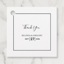 Minimalistisch eenvoudig zwart-wit huwelijk bedankjes labels