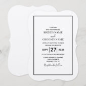 Minimalistisch eenvoudig zwart-wit huwelijk kaart (Voorkant / Achterkant)