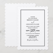 Minimalistisch eenvoudig zwart-wit huwelijk kaart (Voorkant / Achterkant)