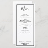 Minimalistisch eenvoudig zwart-wit huwelijk menu (Voorkant / Achterkant)