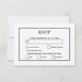 Minimalistisch eenvoudig zwart-wit huwelijk RSVP kaartje (Voorkant)
