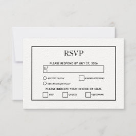 Minimalistisch eenvoudig zwart-wit huwelijk RSVP kaartje
