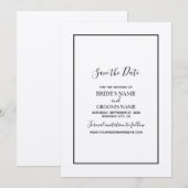 Minimalistisch eenvoudig zwart-wit huwelijk save the date (Voorkant / Achterkant)