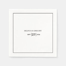 Minimalistisch eenvoudig zwart-wit huwelijk servet