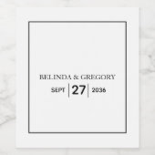 Minimalistisch eenvoudig zwart-wit huwelijk wijn etiket (Enkel label)