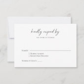Minimalistisch eenvoudig zwart-wit, modern script RSVP kaartje (Voorkant)