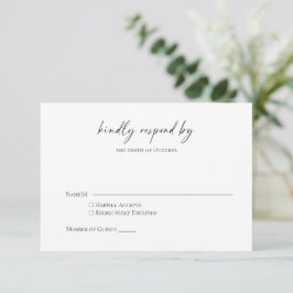 Minimalistisch eenvoudig zwart-wit, modern script  RSVP kaartje