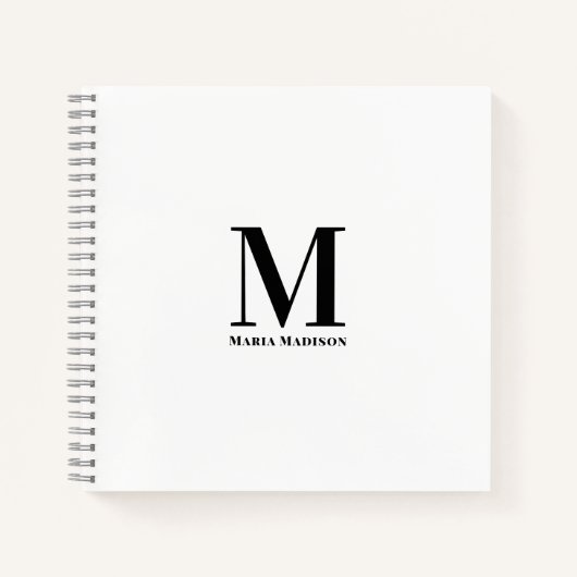 Minimalistisch eenvoudig zwart-wit monogram notitieboek (Voorkant)