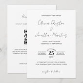 Minimalistisch Eenvoudig Zwart Wit QR Code RSVP We Kaart (Voorkant / Achterkant)