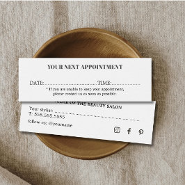 Minimalistisch eenvoudig zwart-wit schoonheidssalo mini visitekaartjes