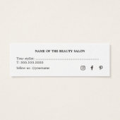 Minimalistisch eenvoudig zwart-wit schoonheidssalo mini visitekaartjes (Achterkant)