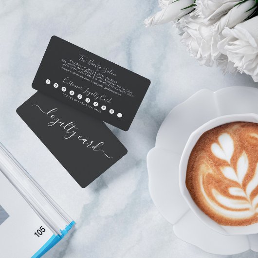 Minimalistisch eenvoudig zwart wit script loyalite klantenkaartje