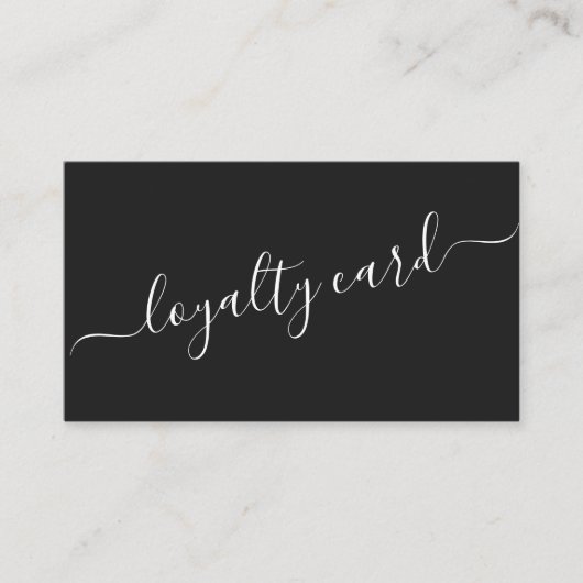 Minimalistisch eenvoudig zwart wit script loyalite klantenkaartje (Voorkant)